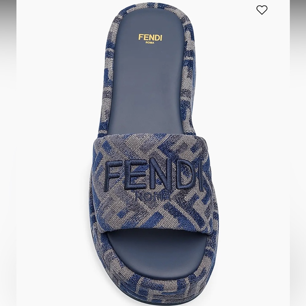 New Fendi Sunshine FF Chenille Jacquard Platform Sandals size 38